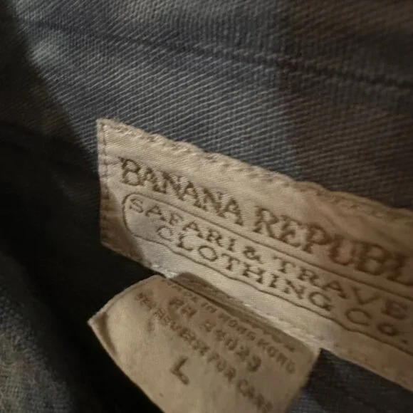 Grunge Banana Republic Shirt Button Up Collar Size Large Blue Tied Dyed Cotton - Picture 4 of 7